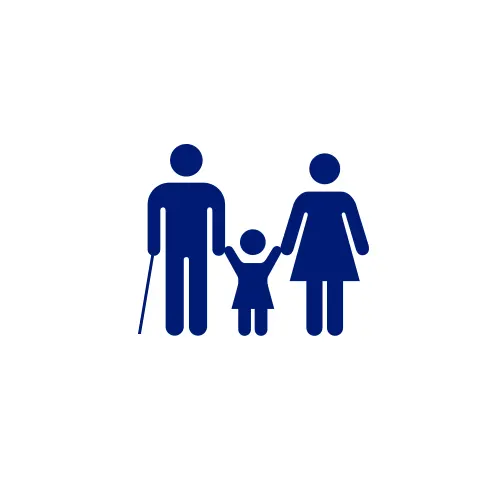 Inclusive family icon representing the 5 million lives changed by The One Foundation